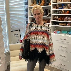 Free People Multicolored Fringed Sweater